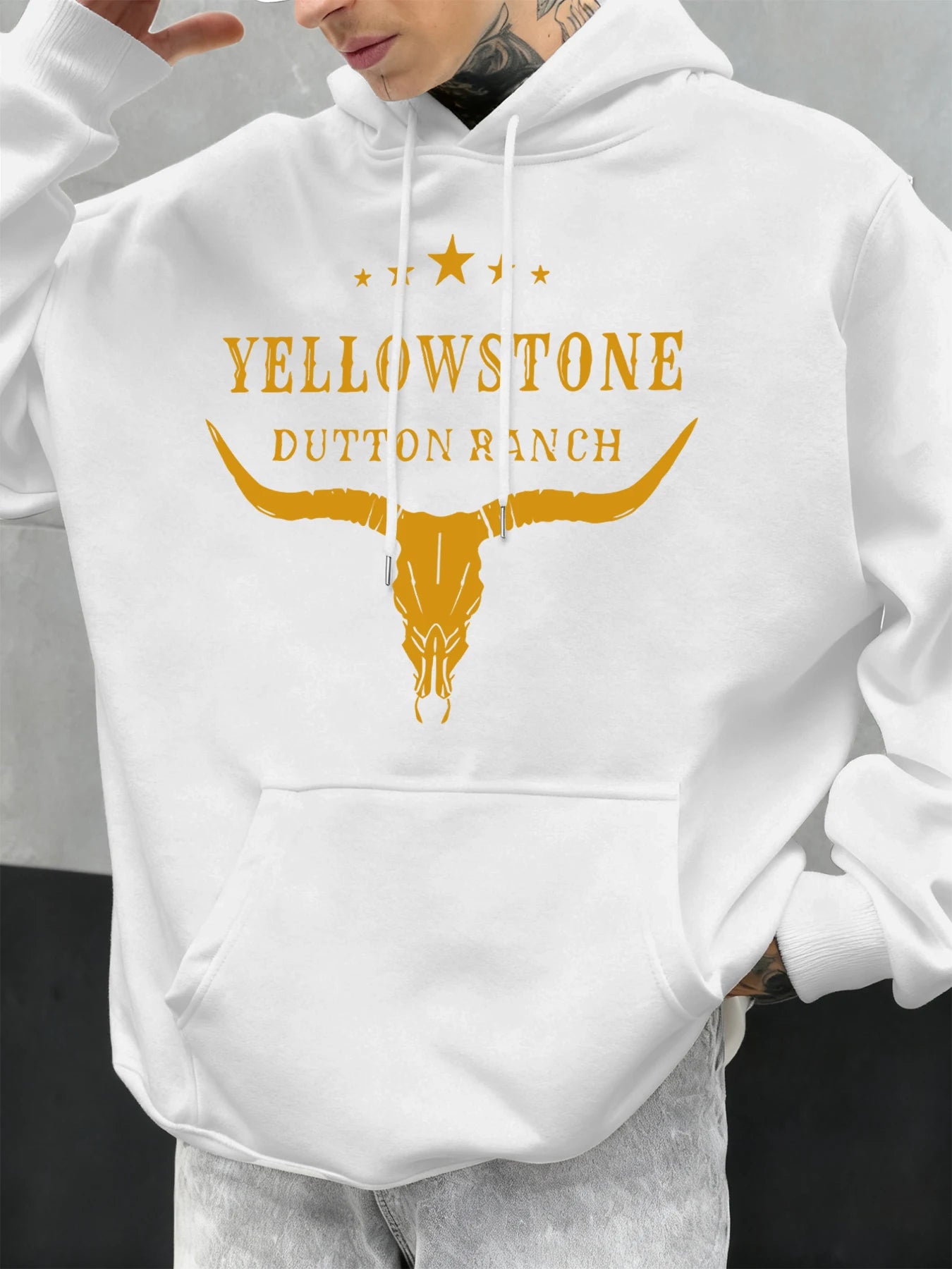 Yellow Stone Dutton Ranch Prints Men Hoody Autumn Fleece Hoodies Hip Hop Oversized Streetwear Comfortable Casual Clothing
