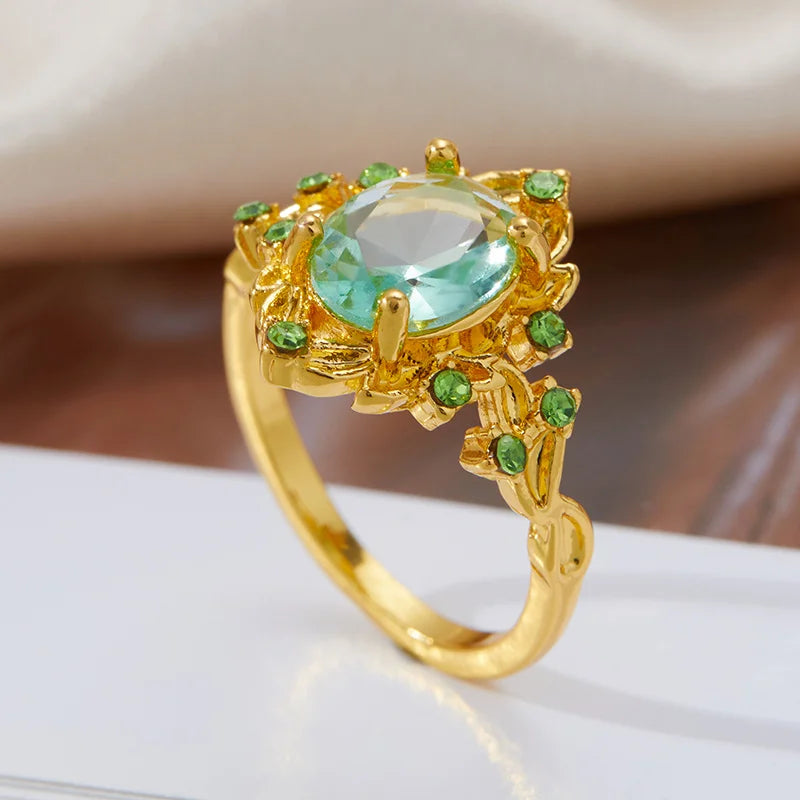 Elegant Luxurious Style Women's Ring with Artificial Zircon Inlaid Flower Ring Suitable for Daily Party Jewelry Holiday Gifts