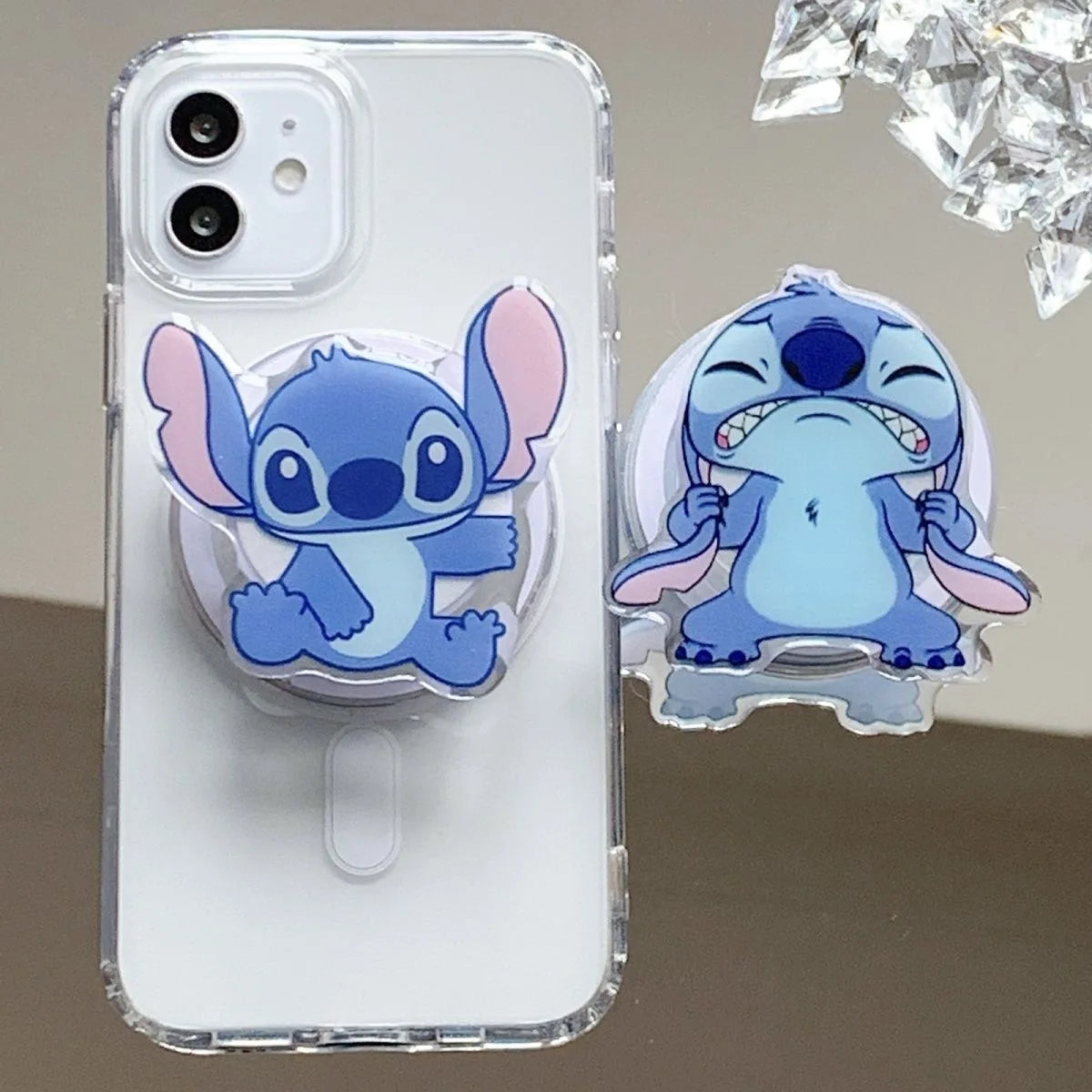 Cartoon Anime Stitch Foldable Phone Holder Cute Stitch Lazy Bracket Back Sticker Retractable Air Cushion Stand Phone Accessories