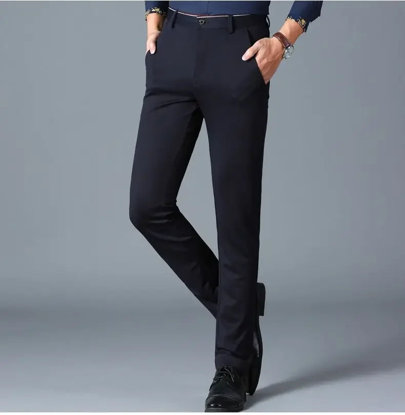 Stylish Black Dress Pants for Men Comfortable Casual Trousers Four-Season Korean Business Suit Pants Male Stretch Slim-Fit Pants