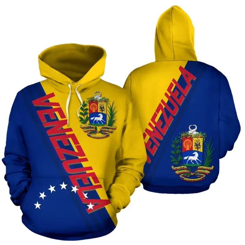 Venezuela Flag National Emblem Graphic Sweatshirt 3d Print Venezuela Hoodie Men Clothes Tracksuit Long Sleeve Hoody Unisex Tops
