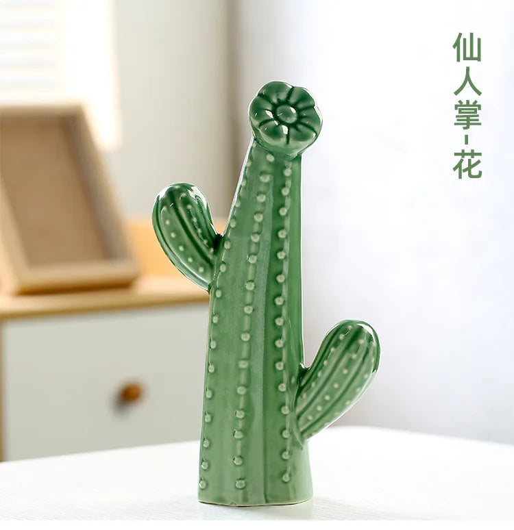 Minimalist Ceramic Cactus Ornament Creative Home Craft Decor for Living Room Entrance Desktop Business Gift