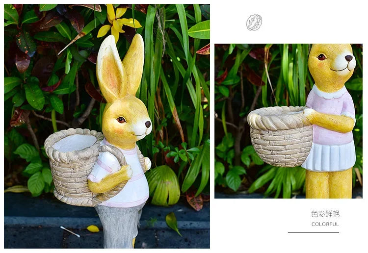 Cartoon Rabbit Flower Pot Creative Animal Sculpture Ornaments Garden Villa Landscape Bonsai Container Kindergarten Decorations