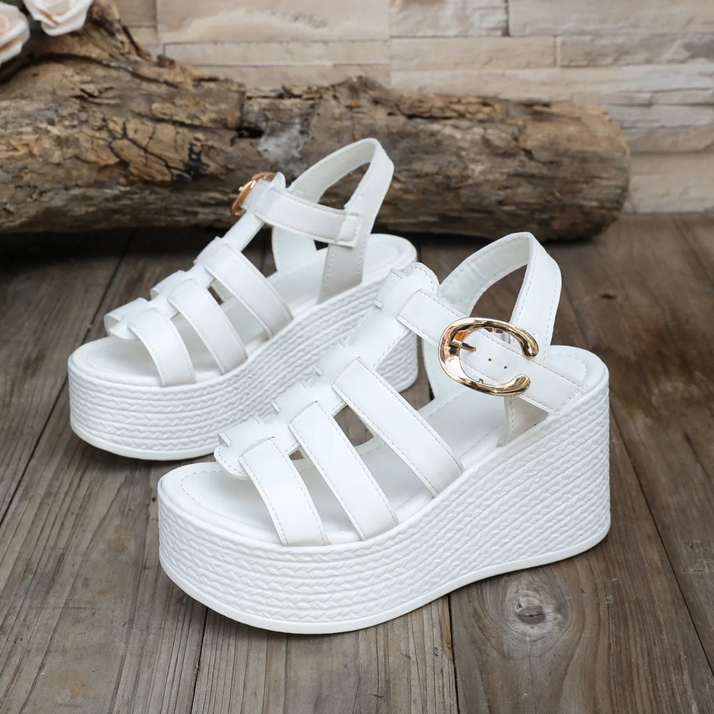Women's Sandals 2025 new style fashionable high quality women's open-toe platform solid color large size High Heels sandals
