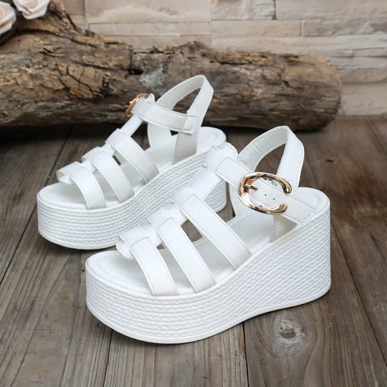 Women's Sandals 2025 new style fashionable high quality women's open-toe platform solid color large size High Heels sandals