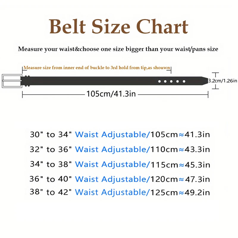 Men's genuine leather belt 1 2/6", a fashionable, simple, and durable belt gift suitable for various occasions