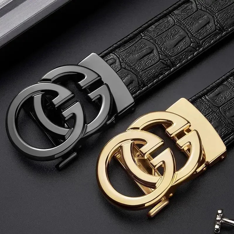 Men's High-Quality Belt with Metal Alloy Automatic Buckle - Luxurious Brand Design, Stylish Essential for Daily & Business Wear
