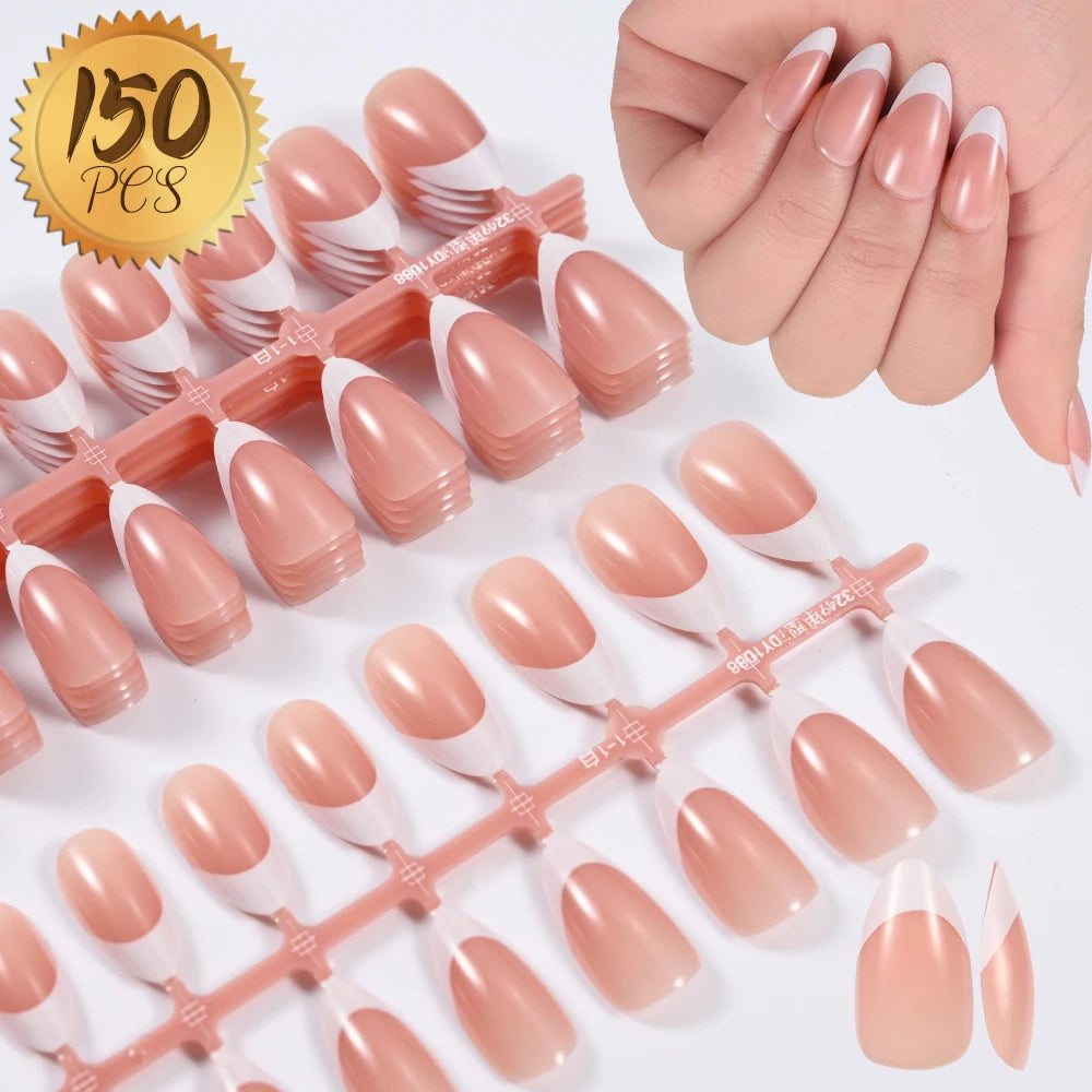100pcs Light Pink Press-On Nails | Short & Medium Square | 10 Sizes Full Cover Nail Tips