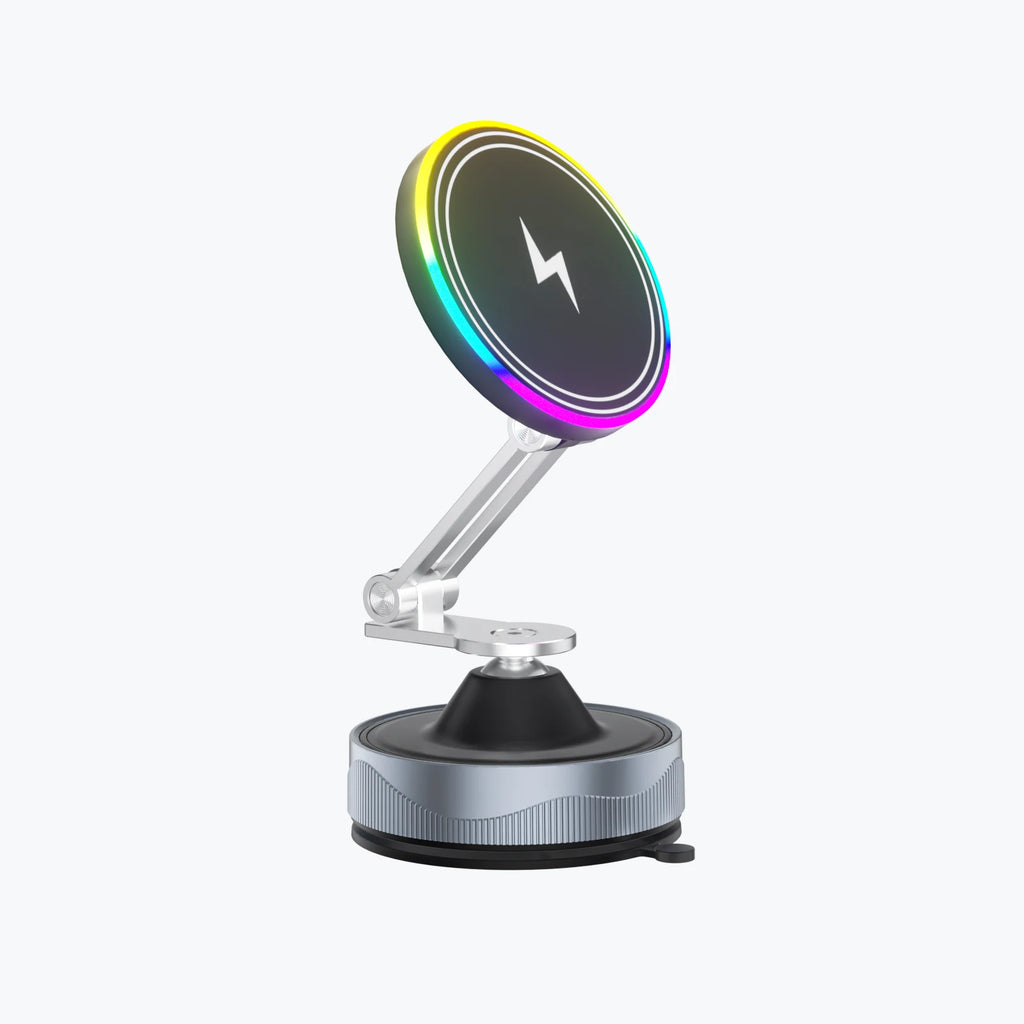 15W Vacuum Suction Magnetic Wireless Charger Car Phone Holder Mount 360 degree Rotatable Compatible with Smartphones for iPhone