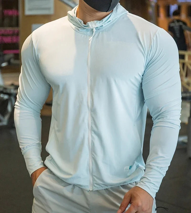 Mens Fitness Tracksuit Running Sport Hoodie Gym Joggers Hooded Outdoor Workout Shirts Tops Clothing Muscle Training Sweatshirt