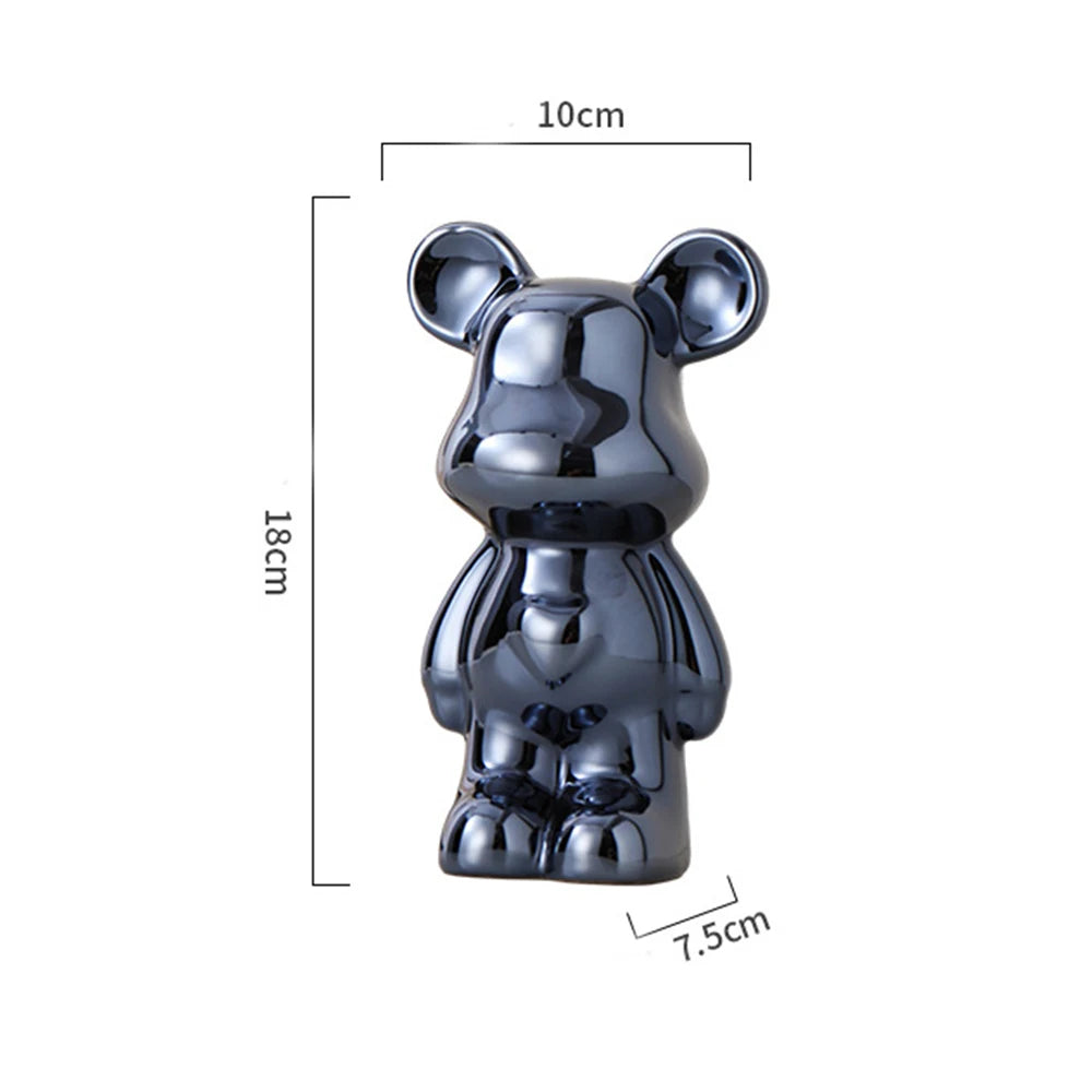 Ceramic Cartoon Teddy Bear Figurine Love Bear Ornament Living Room Small Piggy Bank Wine Cabinet Desktop Home Decoration