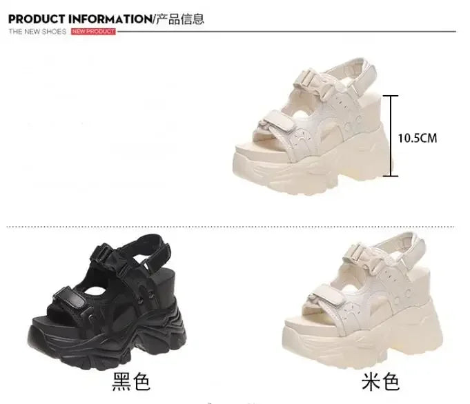 Brand Chunky Platform Sandals Women 10.5CM High Heels Sexy Open-toed Sandals Wedge Increased Shoes Ladies Beach Summer Sandalia