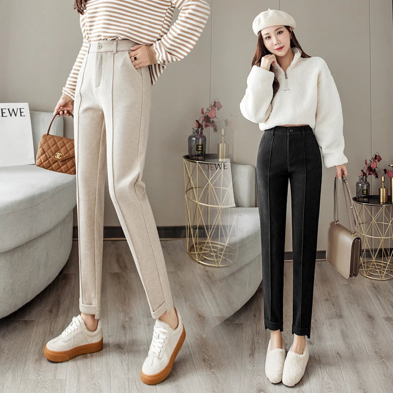 Woolen Pants Women's Harem Pencil Pants High Waist Casual Suit Pants Office Lady Women Trousers Hot Sale