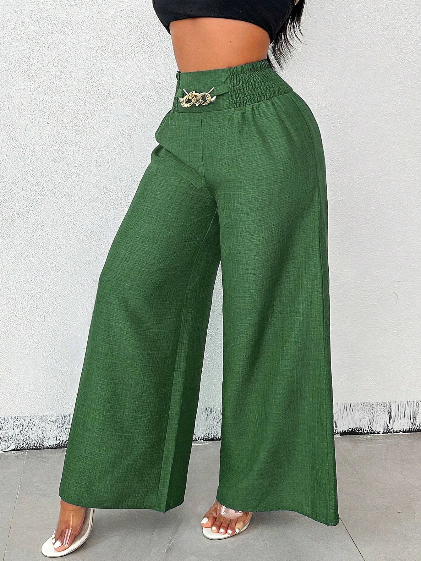 Elegant Solid Wide Leg Pants Fashion