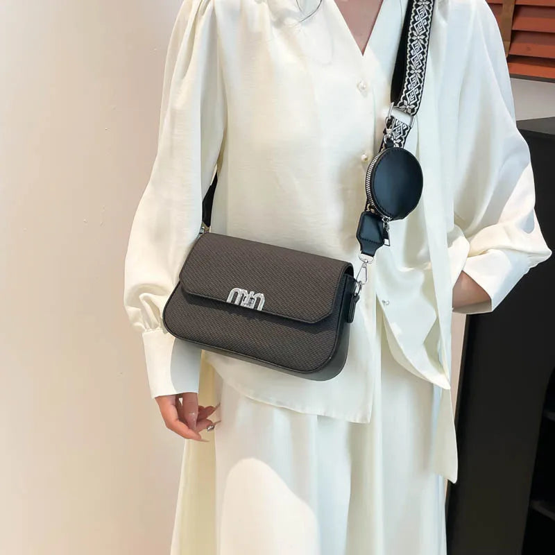 ‌2025 Korean-Style Wide Strap Bag - Crossbody/Shoulder/Handheld Multi-Way Purse, Trendy Small Handbag for Women