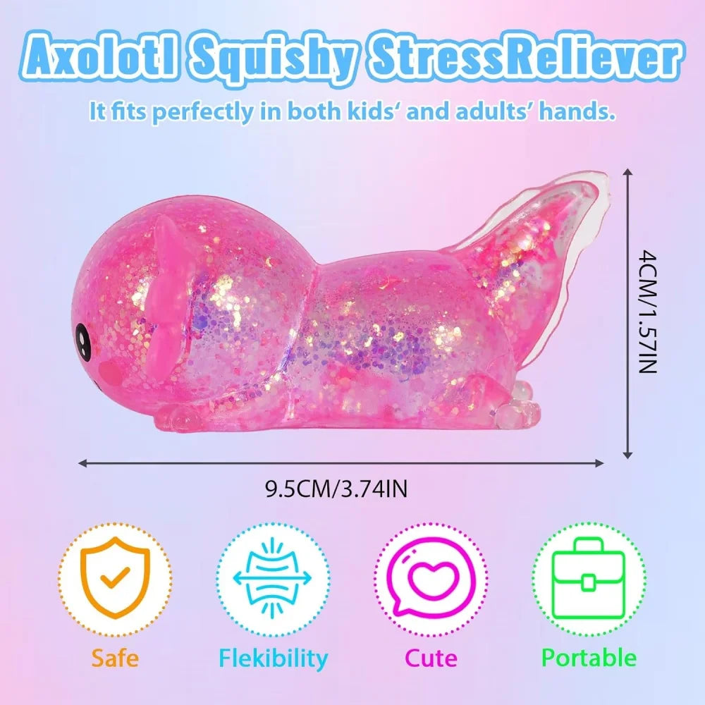 Axolotl Squishy Toy Cute Slow Rising Fidget Toy Soft Squeeze Sensory Toy for Kids and Adults Stress Ball for Anxiety and Focus