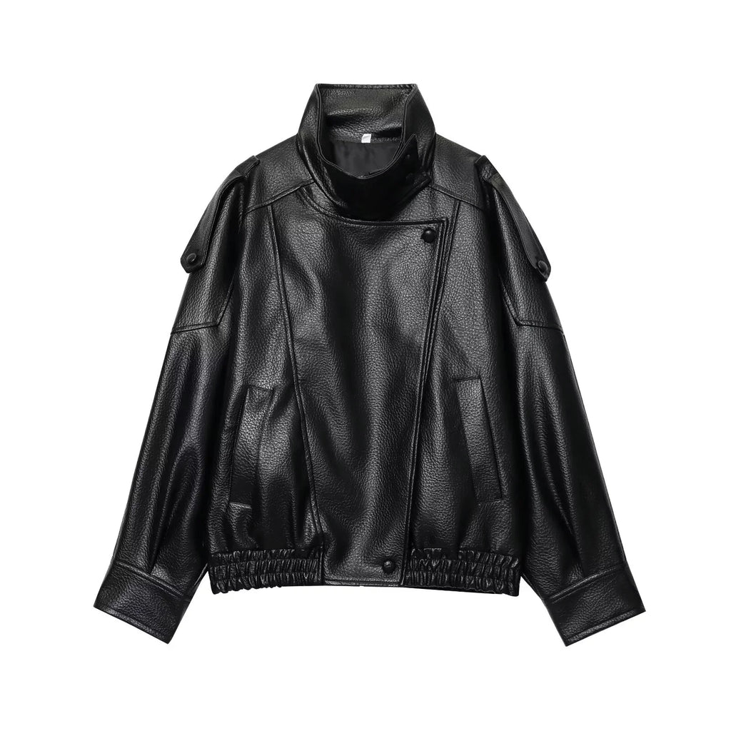 Women Fashion Leather Jacket Autumn
