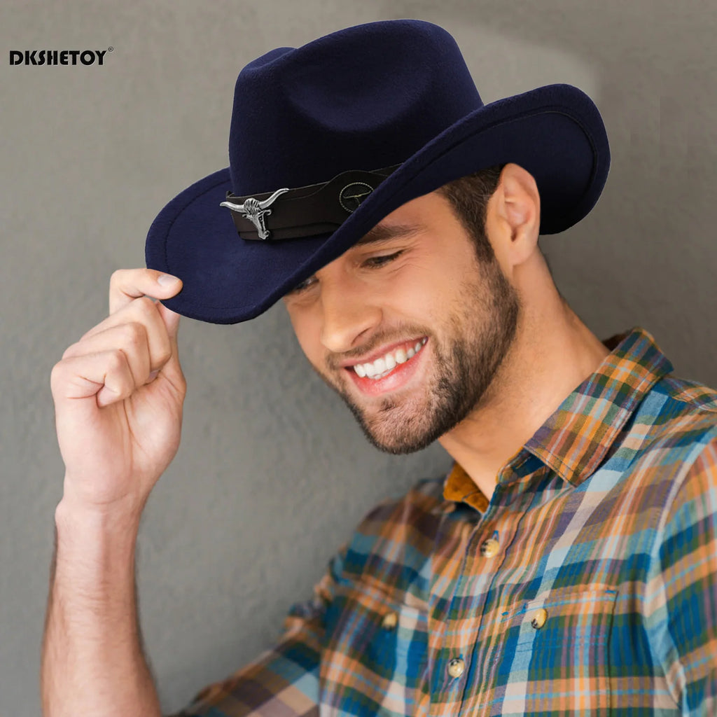 Fashion Cowboy Hats Wide Brim Cowboy Cowgirl Panama Hat with Retro Belt for Dress-Up Parties Costume