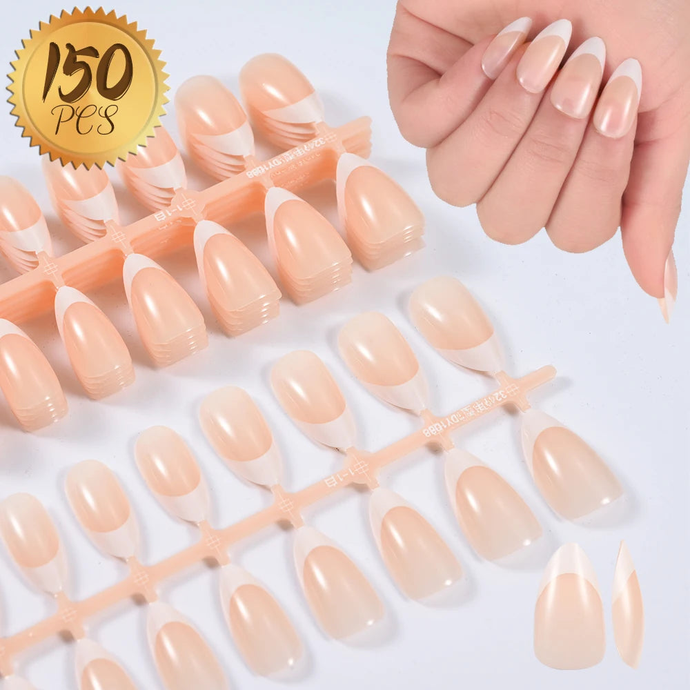 100pcs Light Pink Press-On Nails | Short & Medium Square | 10 Sizes Full Cover Nail Tips