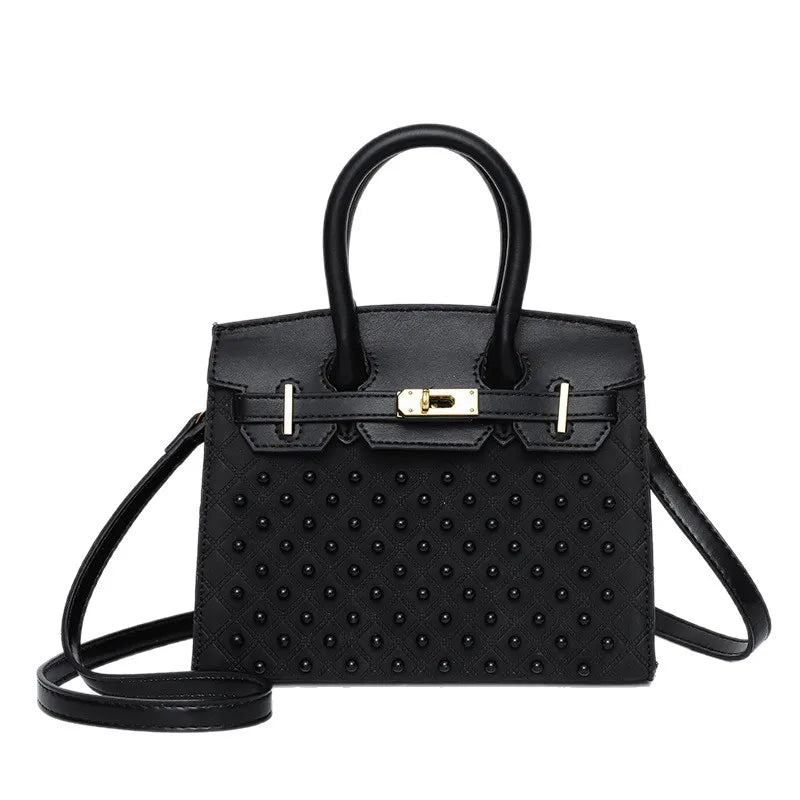Mini Kelly-Inspired Bag - Women's Heavy Rivet Street Style Handheld Shoulder Crossbody Stylish Versatile