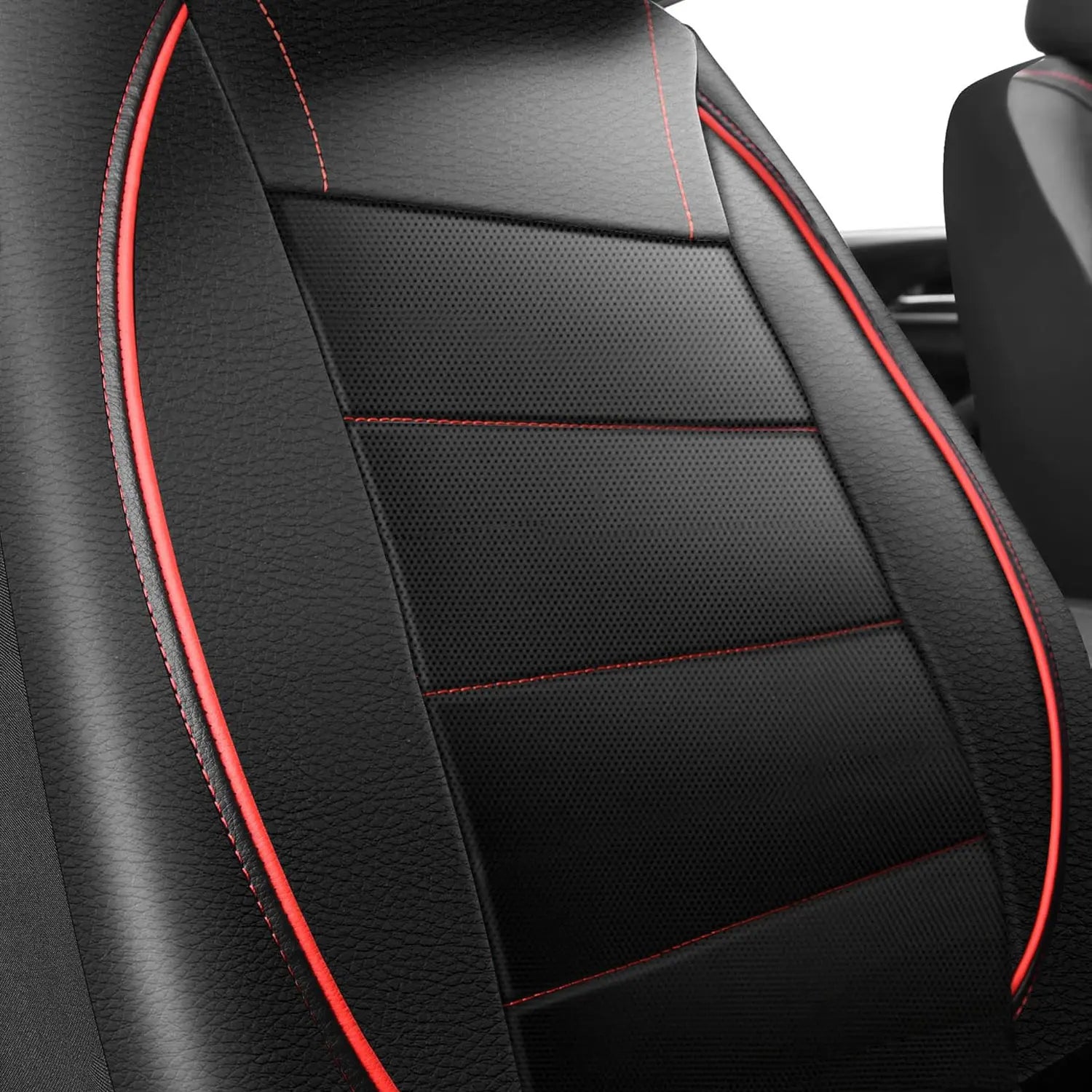Universal Leather Car Seat Covers Red Simple Waterproof 5 Seat Car Seat Cover