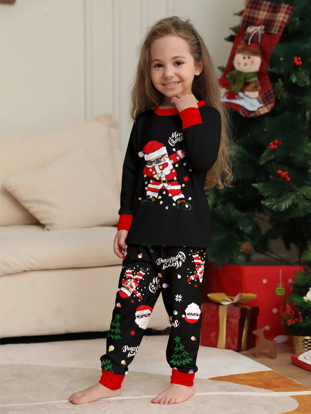 2025 New family-friendly home wear for Christmas holiday photos, including adult and children's pajama sets, Family Pajamas