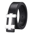 3.3cm Fashion Casual Belt with Silver Smooth Buckle, Designer men belt High-Quality, Unisex Fit, Perfect for Jeans Workwear