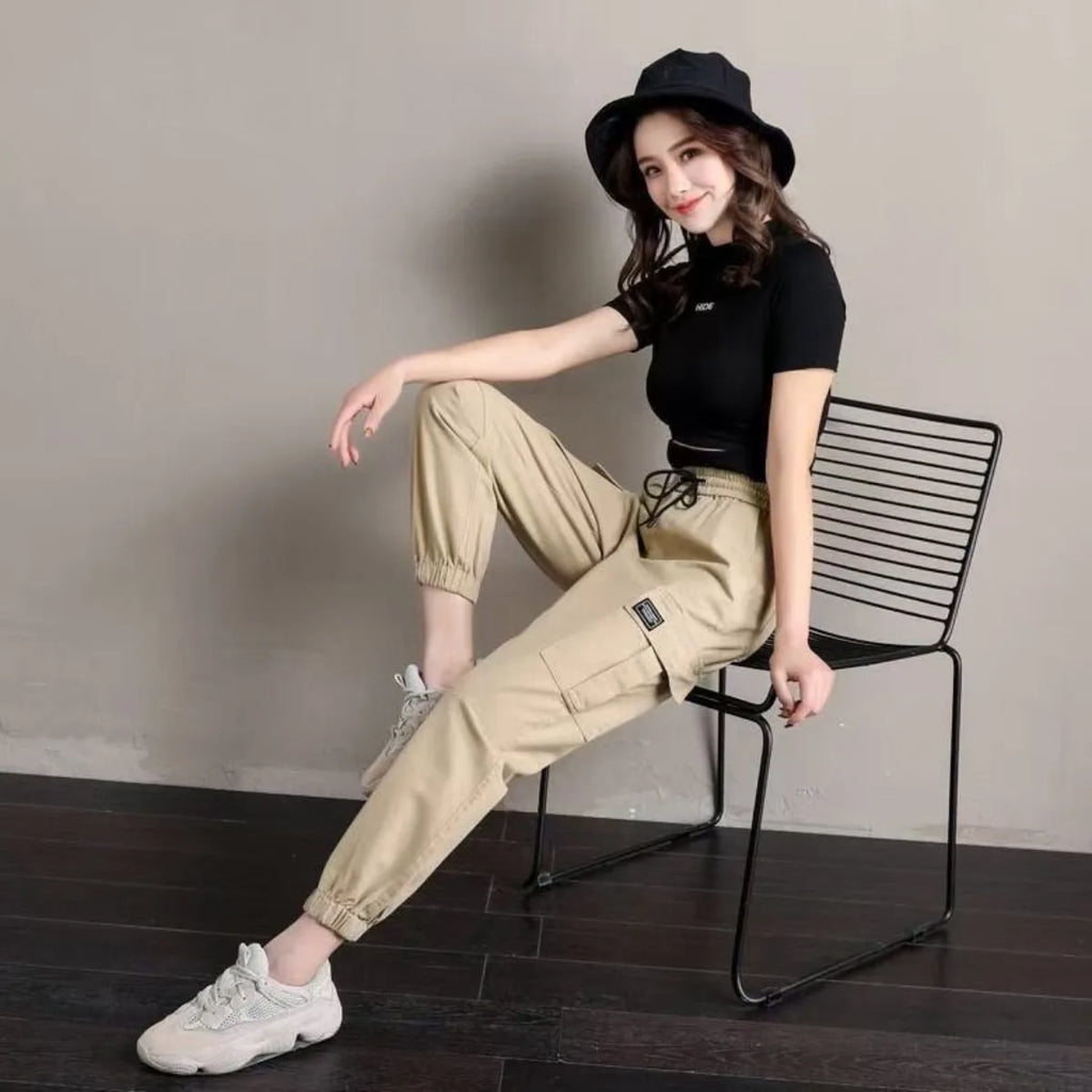 Women Pants Thin Style New Solid Casual Pockets Wide Leg Trousers Drawstring Fashion Ladies Straight Pants Versatile Trend