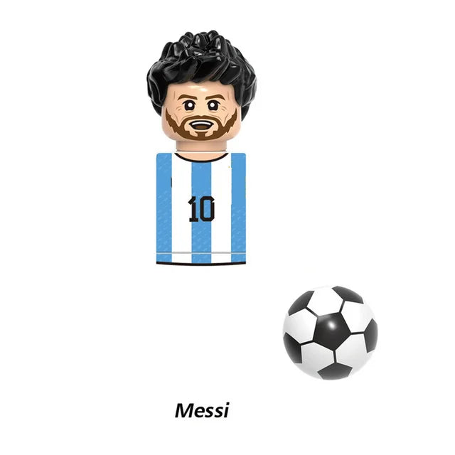 World Famous Football Players Figurine Messi Ronaldo Neymar Lewandowski Mini Action Building Block Model Toy Kids Gifts