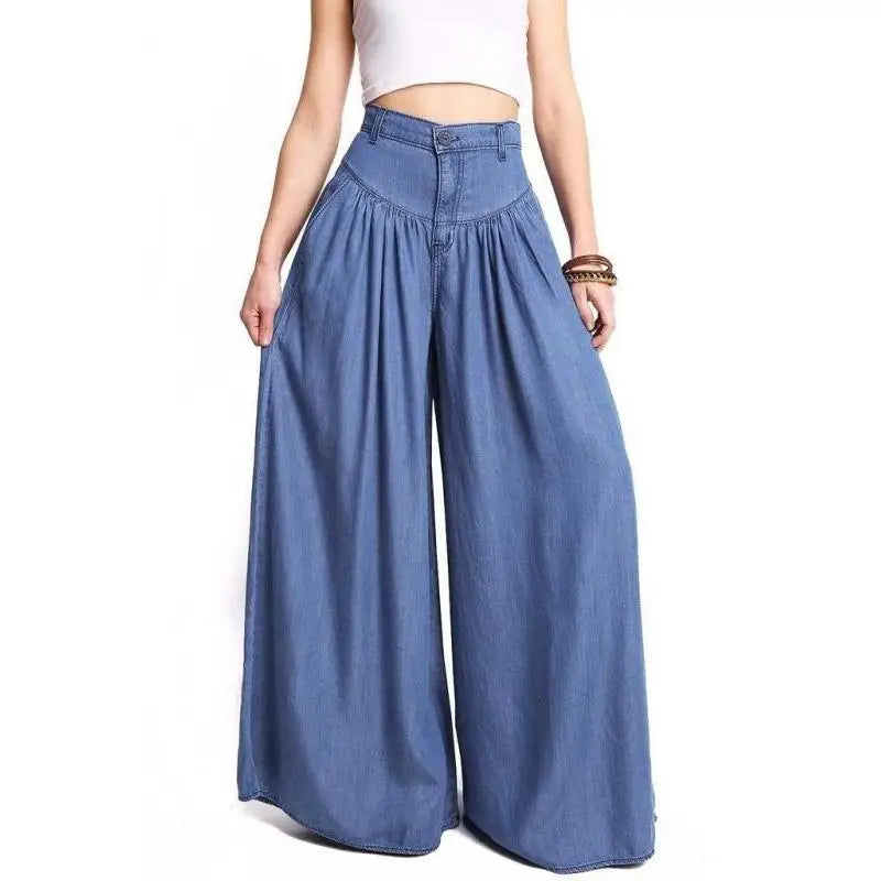 Wide-leg Pants Ladies Loose Plus Size High Waist Long Trousers
