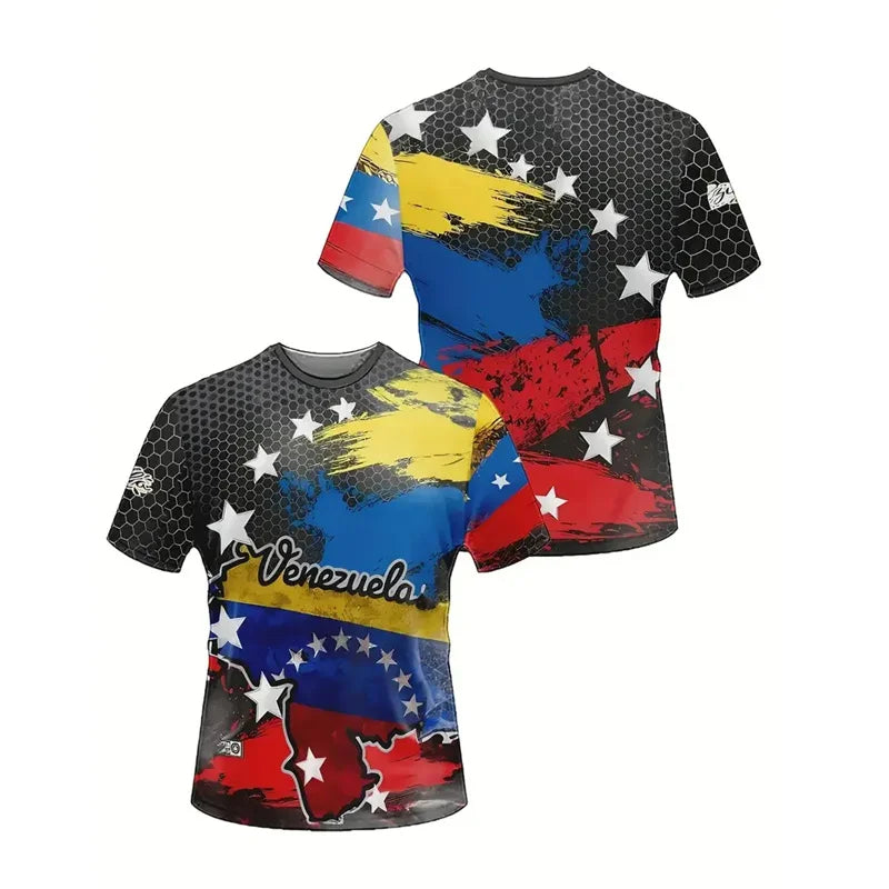 New In Venezuela Flag T Shirt Men Fashion 3d Printed T-shirt Street Oversized Casual Sports Tops Crew Neck Short Sleeve Tees