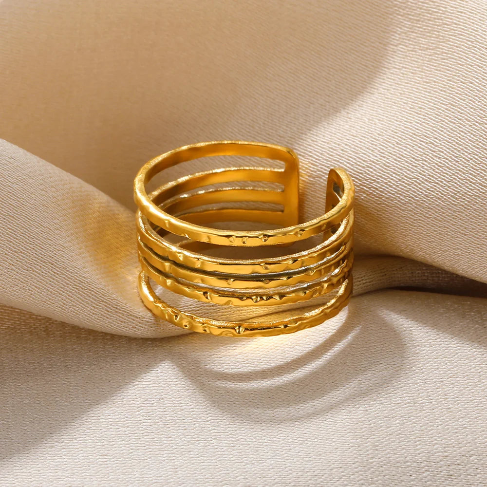 316L Stainless Steel Rings For Women Geometric Heart Wide Ring Adjustable Open Ring Fashion Jewelry Valentine's Day Gift