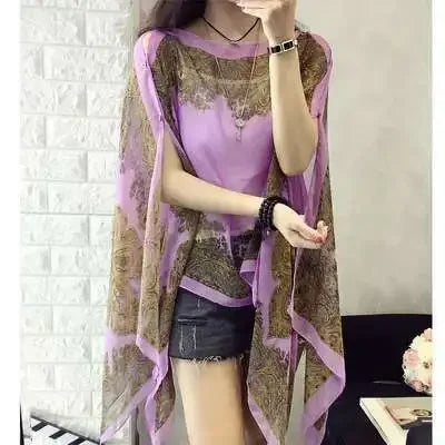 Fashion Woman Scarf Shawl Beach Cover-Ups Blouses Sun Protection Cardigan Summer Beach Holiday Cardigan Women Long Blouses Tops