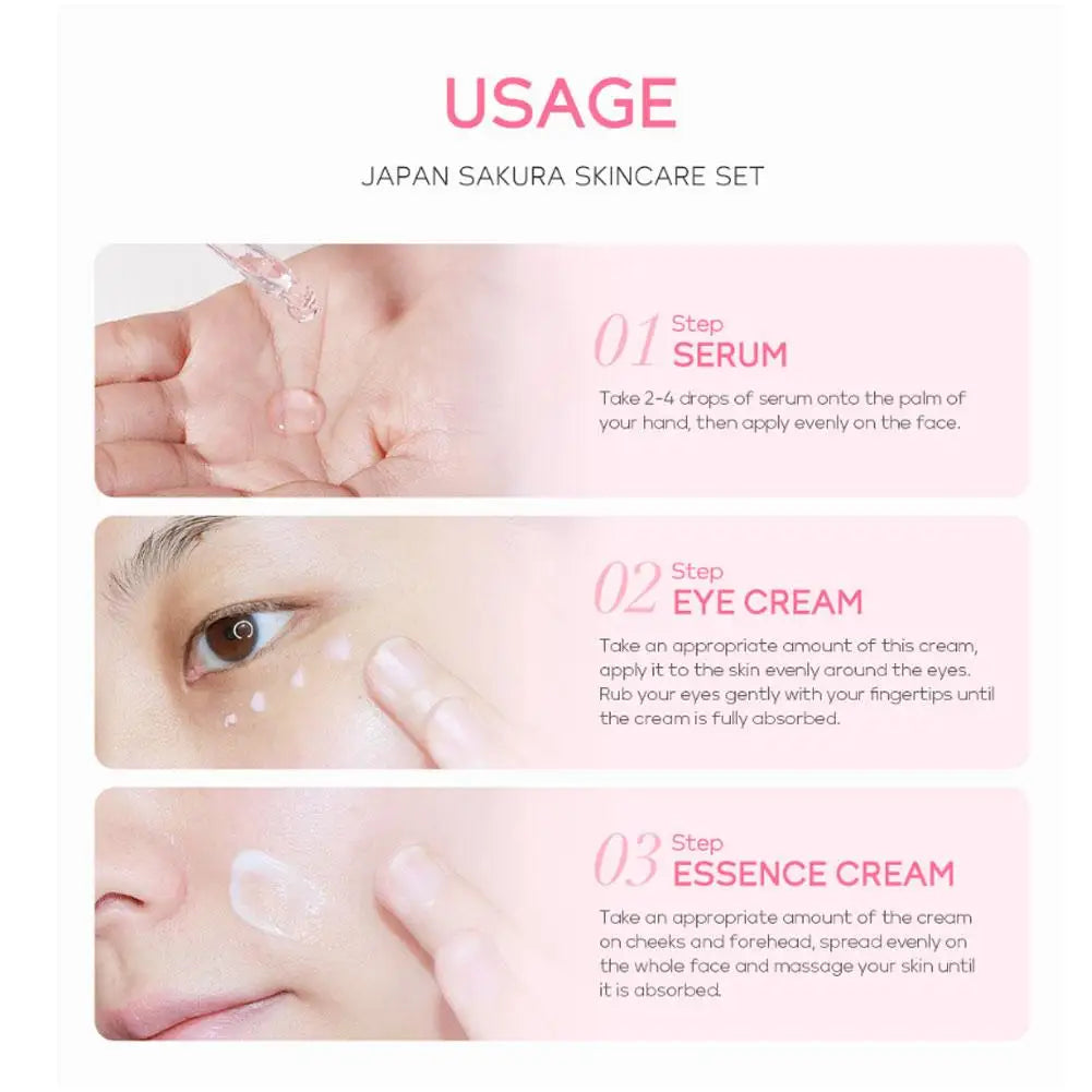 Sakura Skin Care Sets & Kits With Cleanser,Serum,Eye Cream,essence Cream Beauty Products For Women Face Skin Care Set