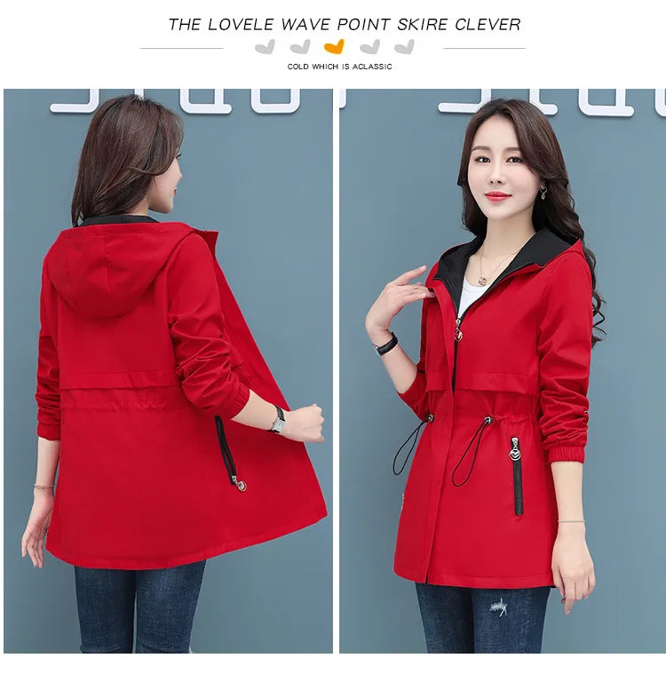 Spring Autumn Jacket Women's Loose Coat 2025 New Double-sided Wear Trench Coat Mid-length Windbreaker 5XL Women's Top