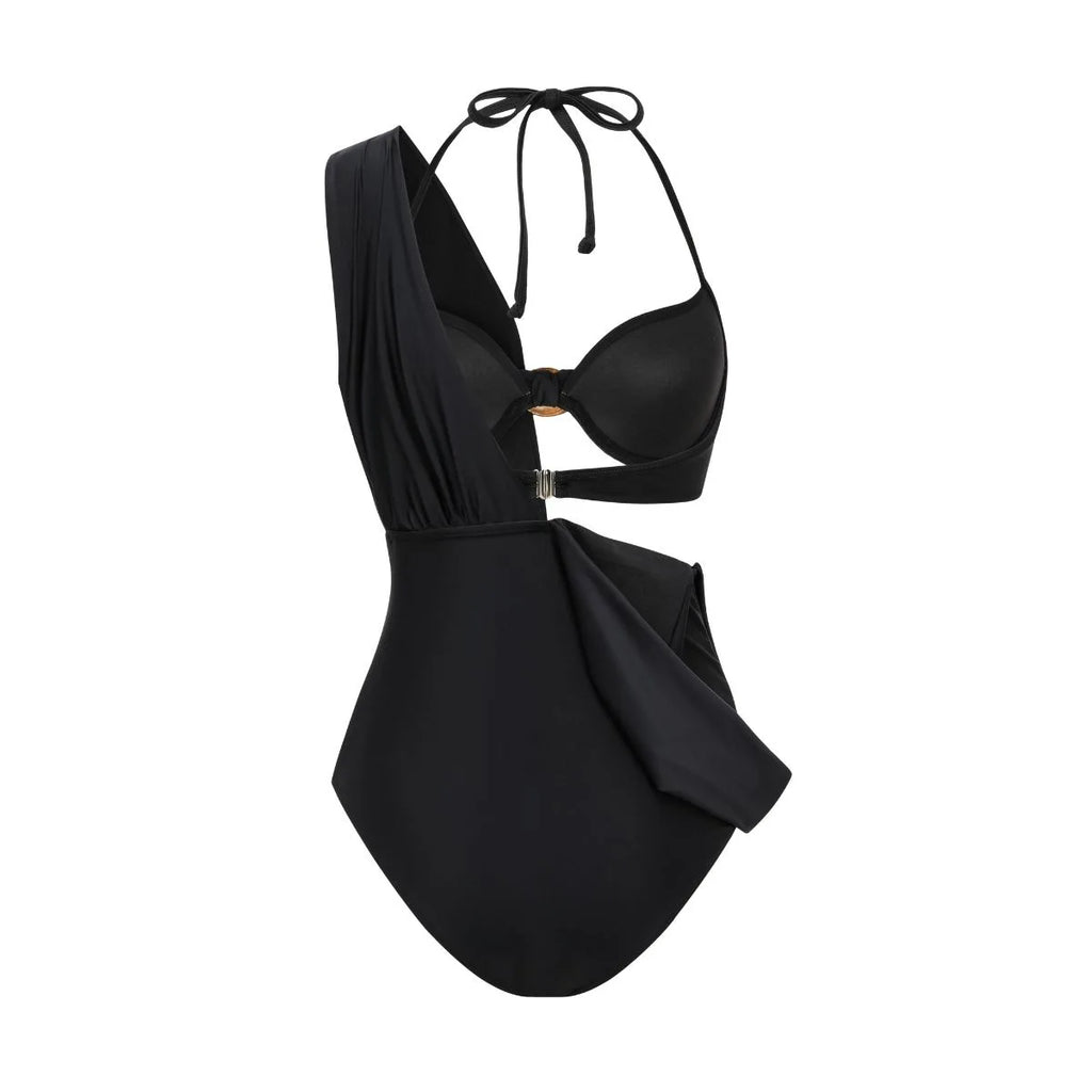 Women's Swimsuit 2-in-1 One-Piece Bathing Suit Elegant Tummy Control Monokini Deep V Neck Beachwear Sexy Resort Swimwear