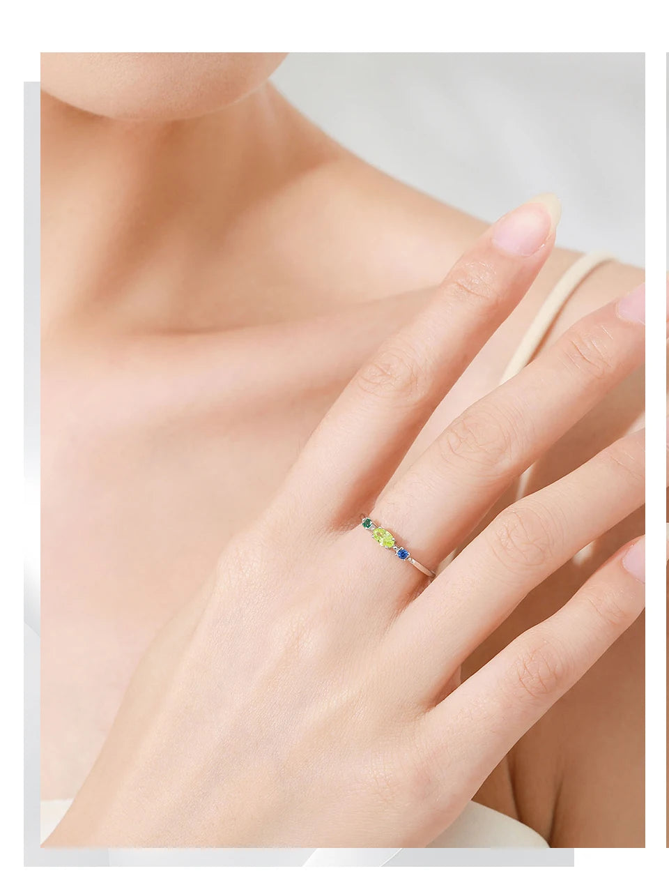 Ailmay 925 Sterling Silver Simple Stackable Blue Zircon Ring For Women's Daily Wear, Parties, And Gift Giving