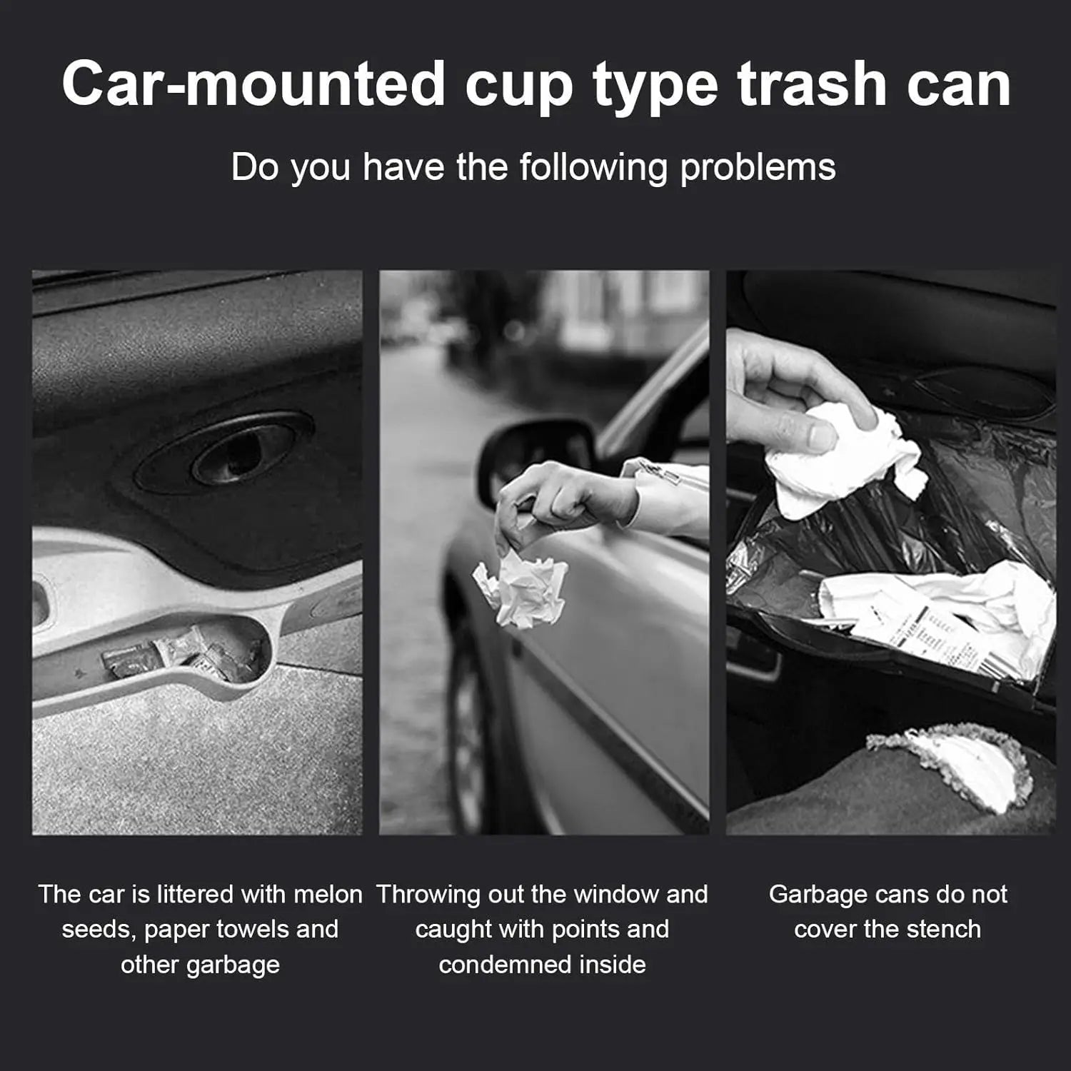 Compact Leakproof Mini Car Trash Can with Easy-Press Pop-Up Lid Durable Odor-Blocking Waterproof ABS Bin for Cup Holders Storage