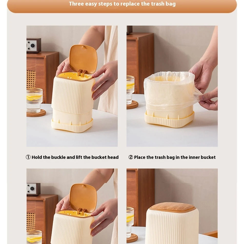 Mini Desktop Trash Can with Lid Garbage Waste Bin Organizer Bedroom Office Desk Storage Box Made Durable Plastic Home Supplies