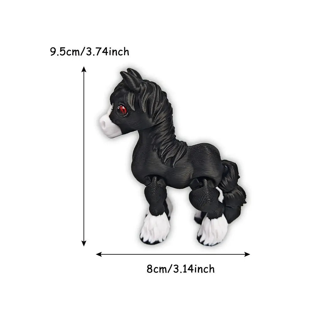 Cute 3D Printed Horse Animals Multi-joint Movable Relief Sensory Kids Gift Mini Home Ornament Desktop Decorations