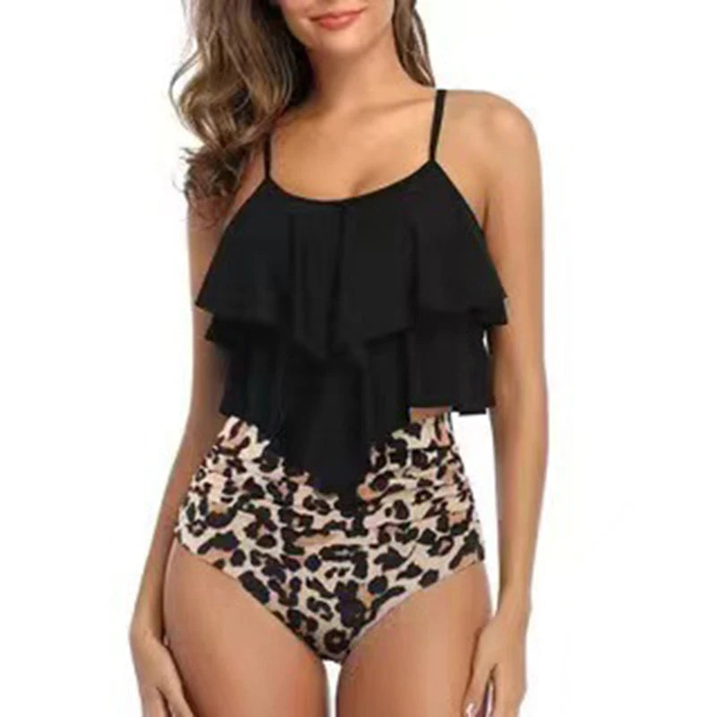 Swimwear Ruffles Women Suits Two Piece Sets Printed Beachwear High Waist Bikini Set Bottoms Push Up Tankini Swimsuits Women