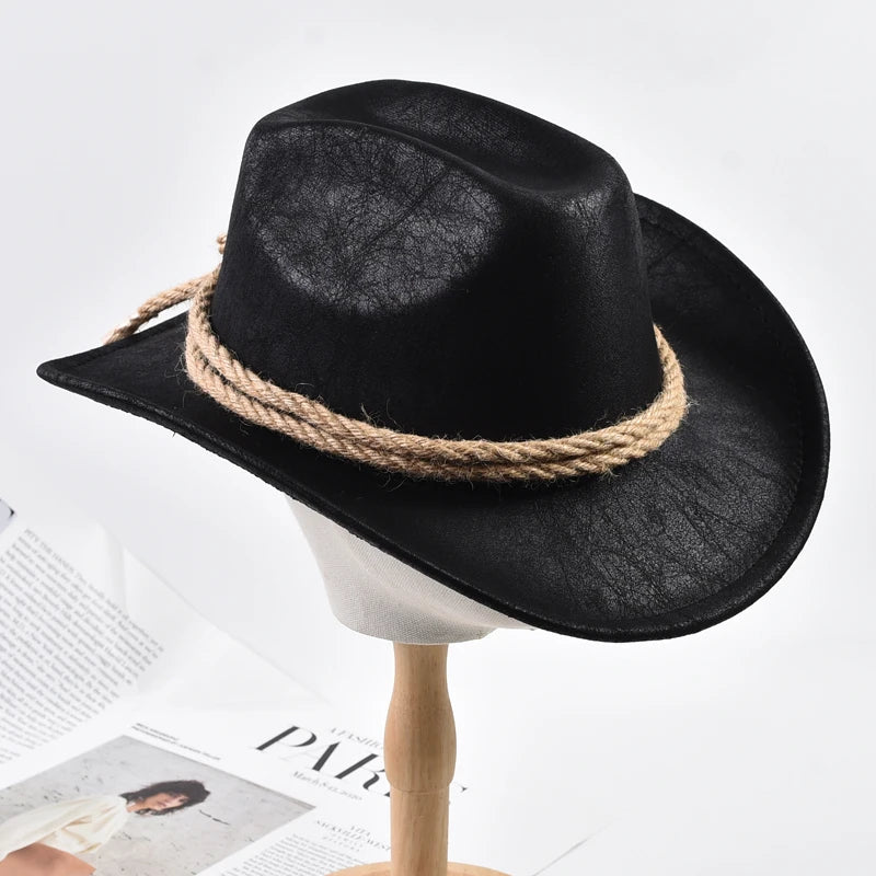 New Vintage Roll Brim Western Cowboy Hats Outdoor Travel Gentleman Cowgirl Jazz Hat Holidays Party Cosplay Hat