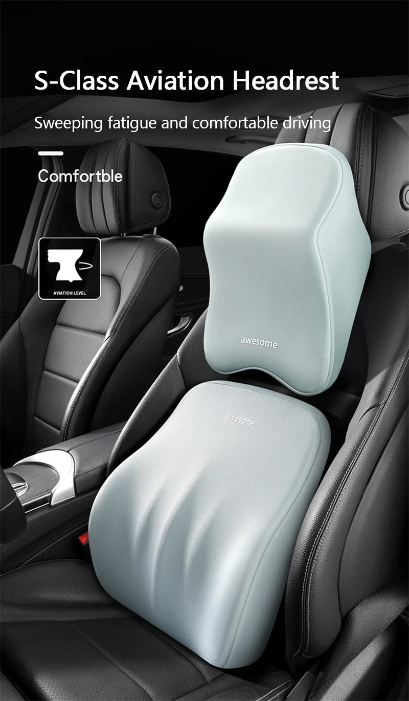 Car Lumbar Back Support Headrest Neck Pillow Memory Foam Lumbar Pillow Universal Soft Neck Pillows Cushion Car Seat Cushion
