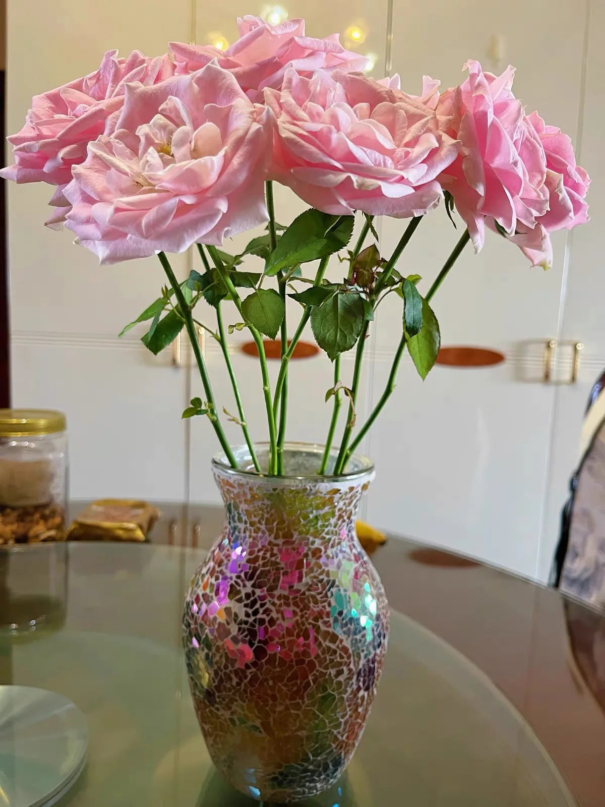 Bohemian Mosaic Glass Vases