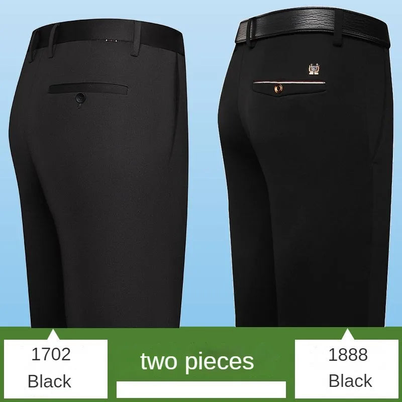 Stylish Black Dress Pants for Men Comfortable Casual Trousers Four-Season Korean Business Suit Pants Male Stretch Slim-Fit Pants