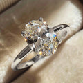 925 Sterling Silver Oval Zircon Ring – 1-8CT Shiny Elegant Jewelry