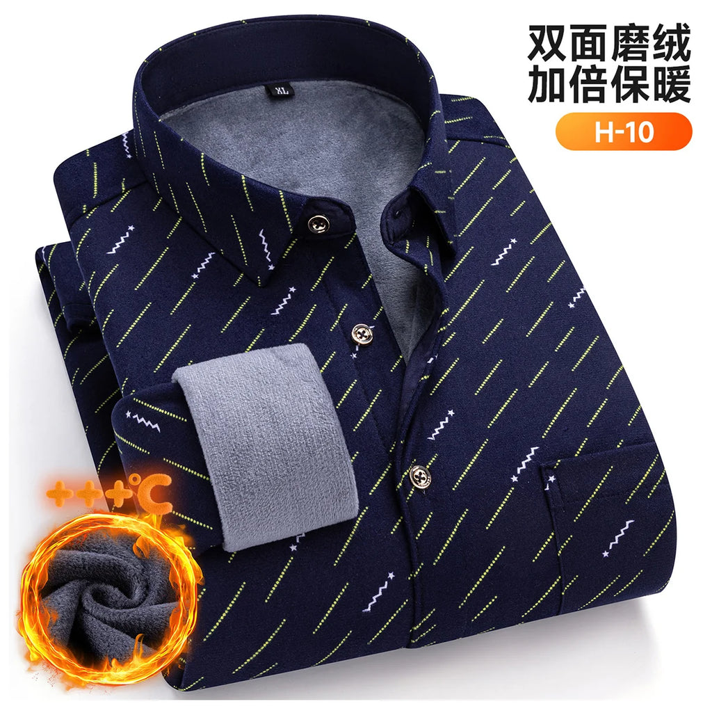 Winter Warm Men's Plaid Shirts Thickened Flannel Casual Menswear Long Sleeve Plus Size Office Workwear Casual Male Check Shirts
