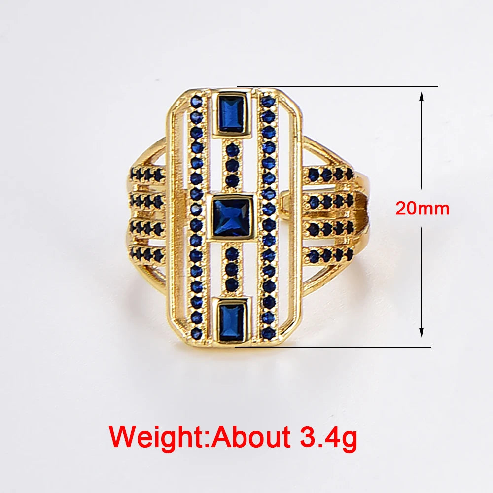 Ring for Women Men Vintage Brass Jewelry Paved Zircon Fashion Design Noble High Quality Synthetic-Gems Open Rings Wholesale