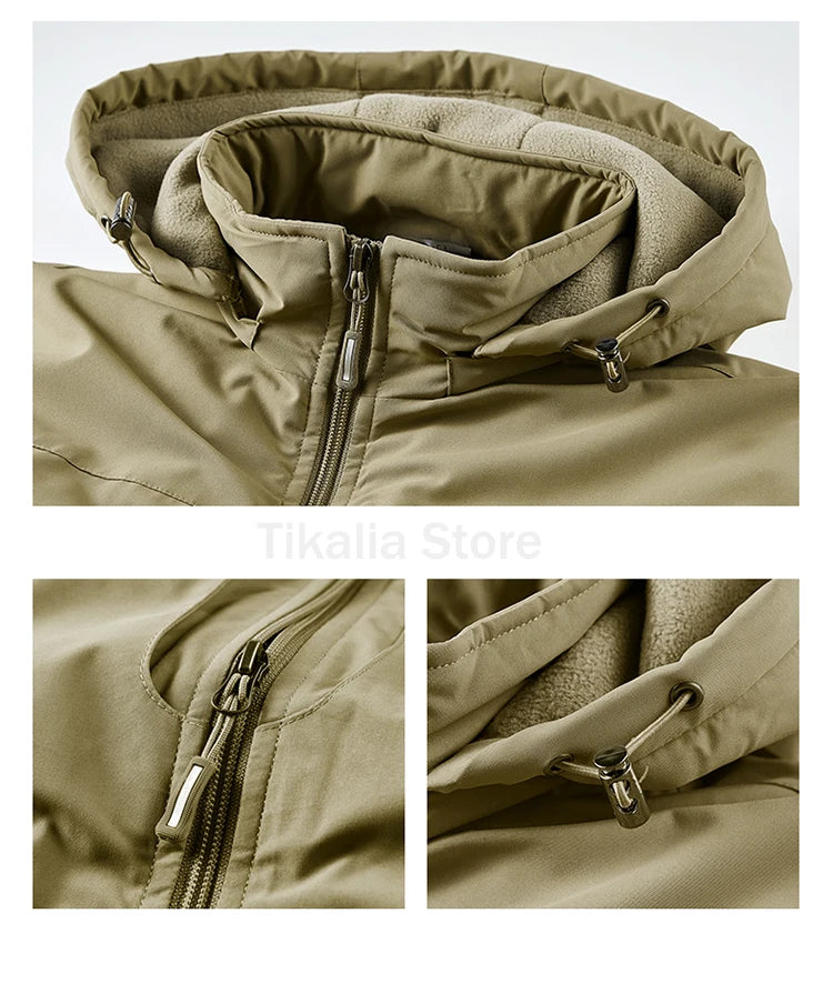 Men's Winter Parka Jacket with Faux Fur Lined Thicken Keep Warm Waterproof Outerwear Multi-pockets Coats Plus Size M-8XL Jacket