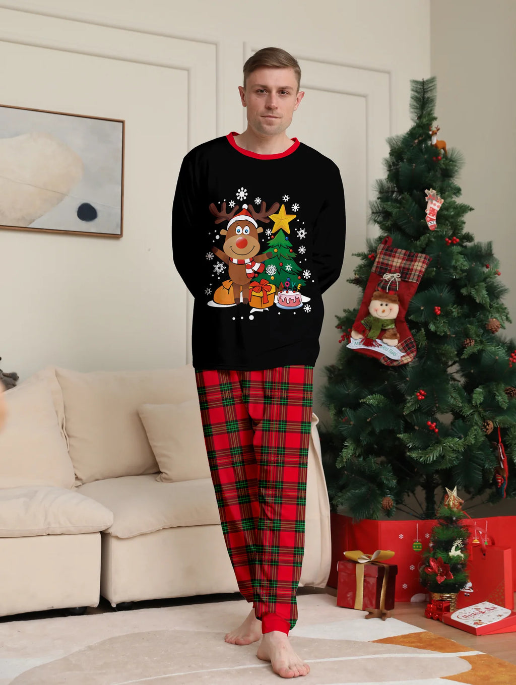 2025 Christmas Outfit Pajamas Family Matching Adult Kids News Xmas Pyjamas Clothes Set Baby Rompers Casual Sleepwear Family Look